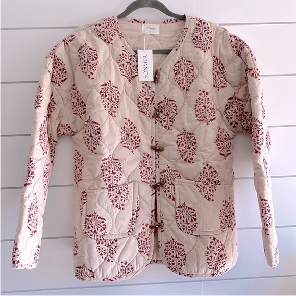 Sonmer Red and Tan Quilted Jacket with Oversized Fit - Picture 3 of 8